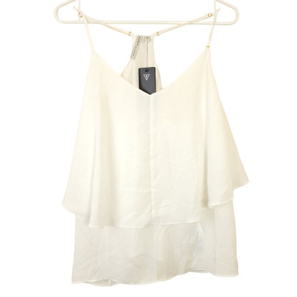 Guess Womens White L Ruffle Top Strap Sleeveless Pullover New with Tags Large - Picture 4 of 7
